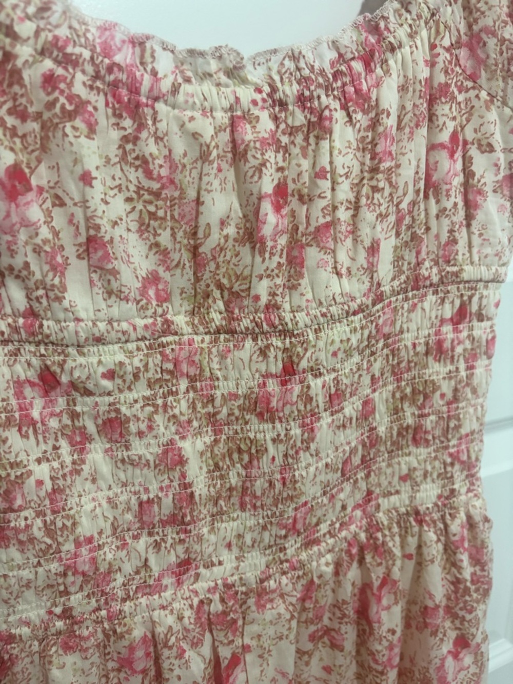 Sim and Sam 100% Cotton Floral Smocked Maxi Dress with Tie Front Size Medium - Picture 10 of 12